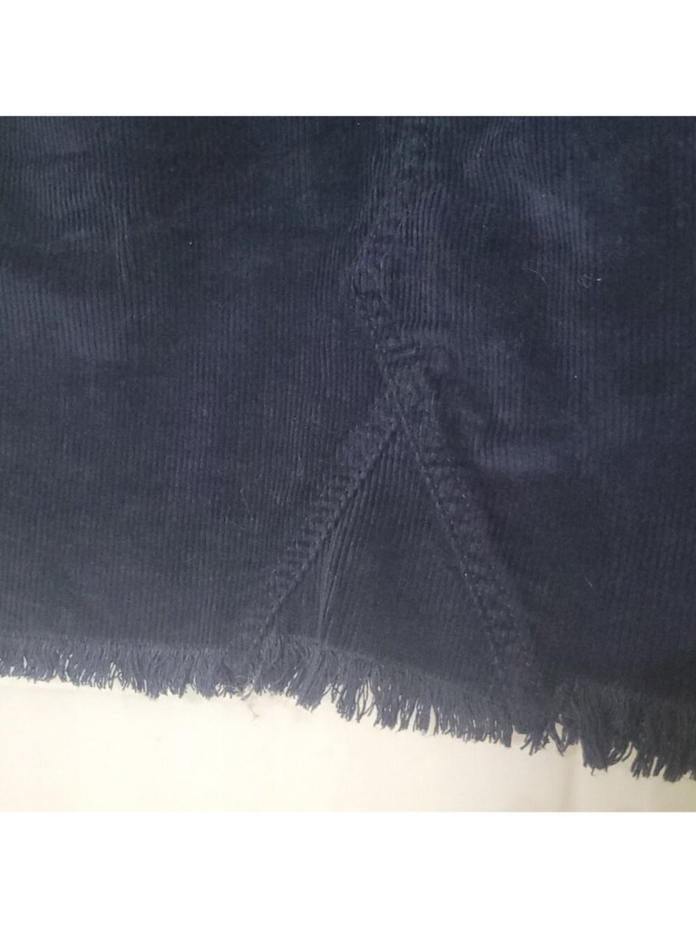 Corduroy Navy Blue Mini Skirt With Frayed Hem & Front Button Closure Size 5/27W - Picture 4 of 15